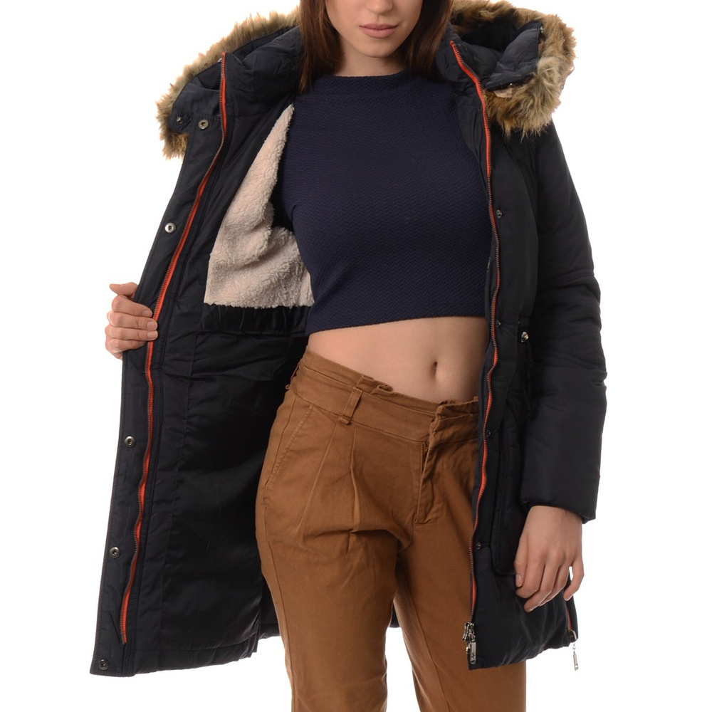 Damska Zimowa Kurtka Płaszczyk Granatowa