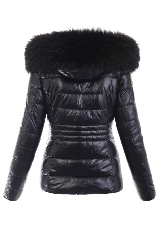Damska Kurtka Zimowa Kinga Czarna Z Czarnym Futerkiem
