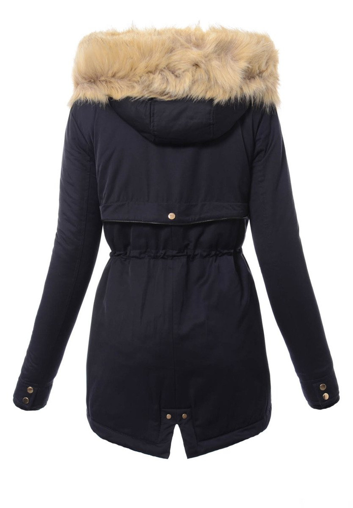 Damska Kurtka Parka Ortalionowa Zimowa Granatowa