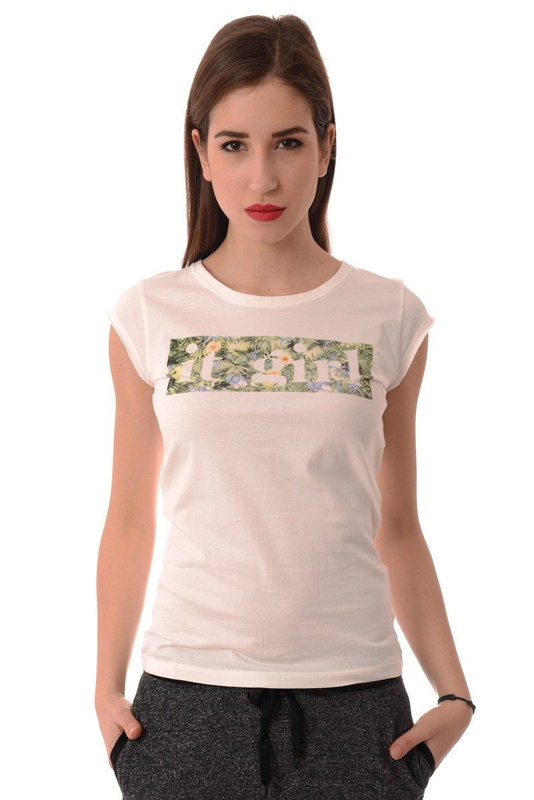 Bluzka Damska Koszulka Krótki Rękaw Biała