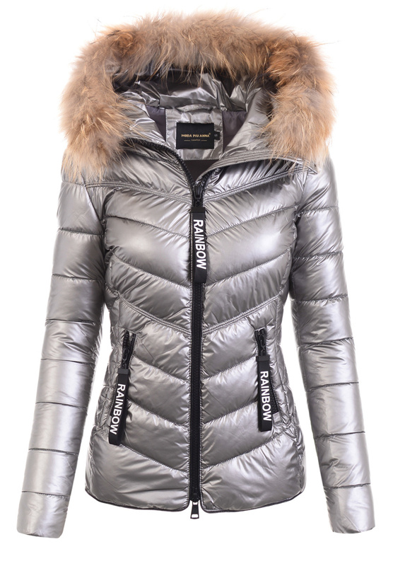 Damska Kurtka Zimowa Ortalionowa Marcelina Srebrna