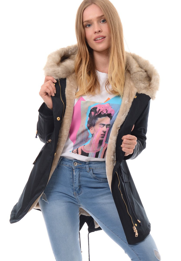 Damska Zimowa Parka Roksana Granatowa