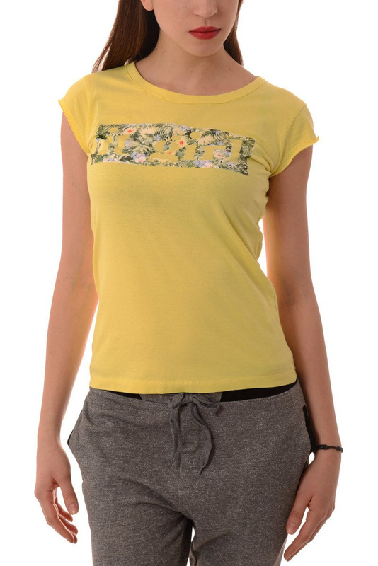 Damska Bluzka Koszulka Krótki Rękaw Żółta