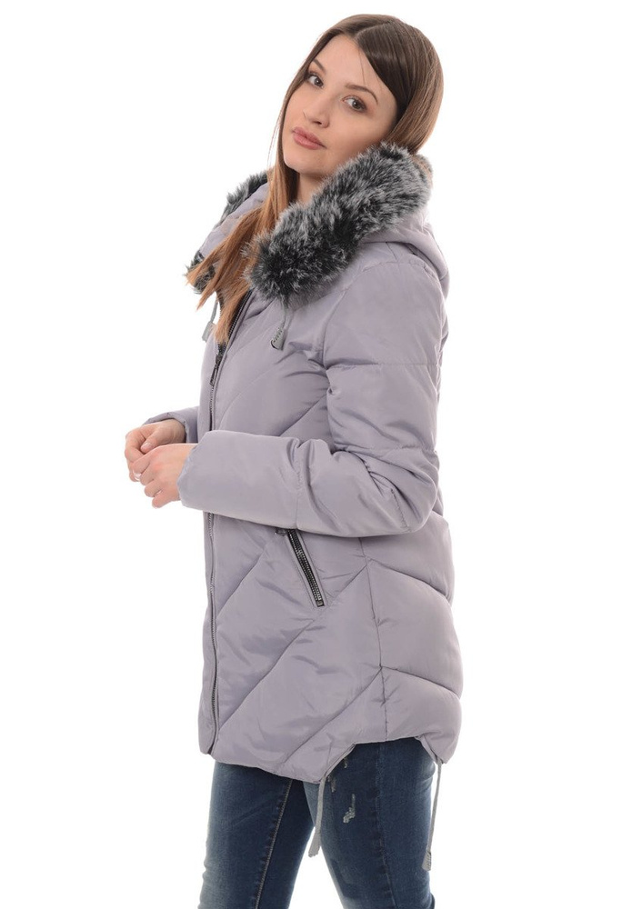 Damska Zimowa Kurtka Ortalionowa Lucyna Szara