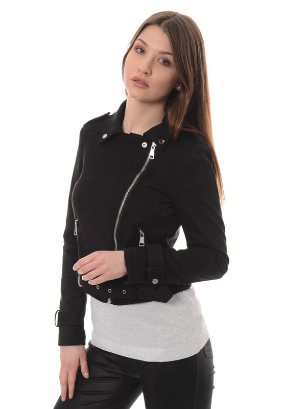 Ramoneska Nela w Kolorze Czarnym z Zamszu