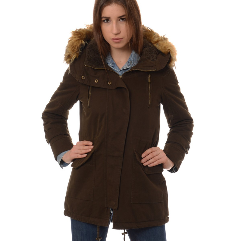 Damska Kurtka Parka Zimowa Oliwkowa Zieleń