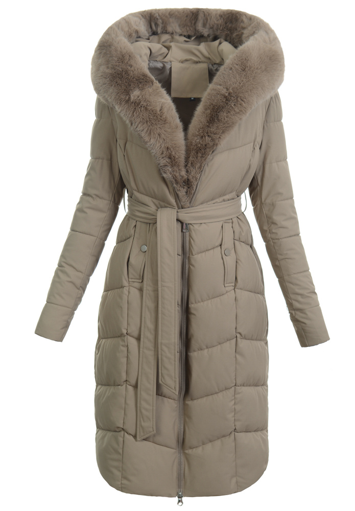 Damska Kurtka Zimowa Ciemno Hana Beżowa