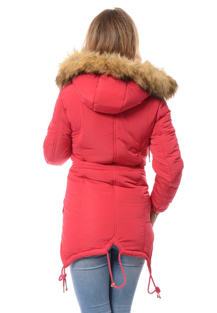 Damska Zimowa Kurtka Ortalionowa Karla Malinowa