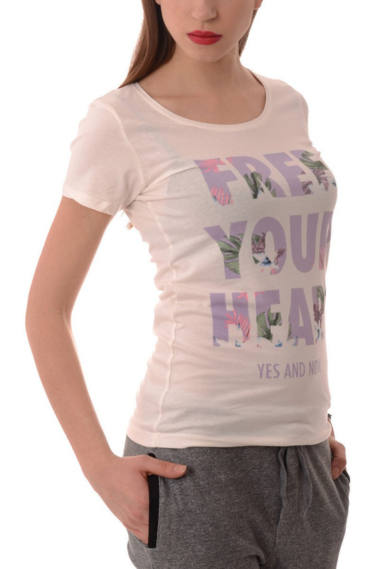 Bluzka Damska T-shirt Krotki Rekaw Ecru