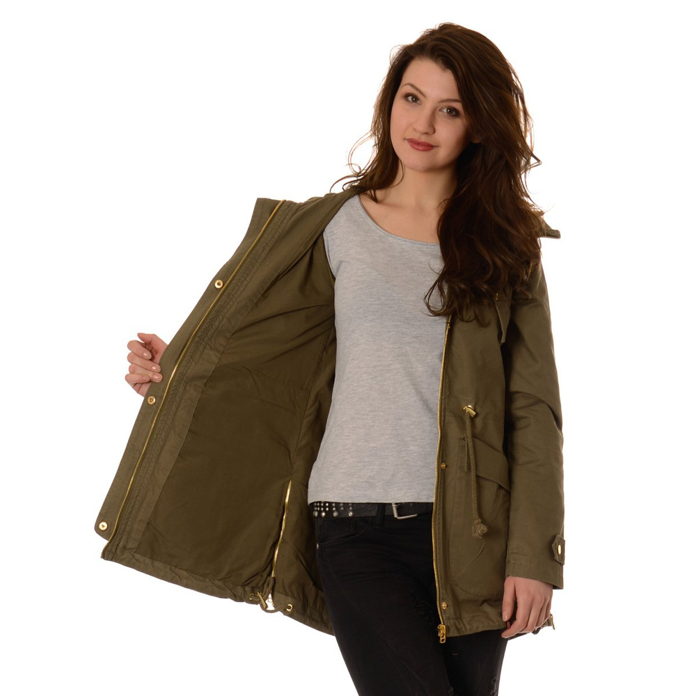 Damska Wiosenna Parka Zielona