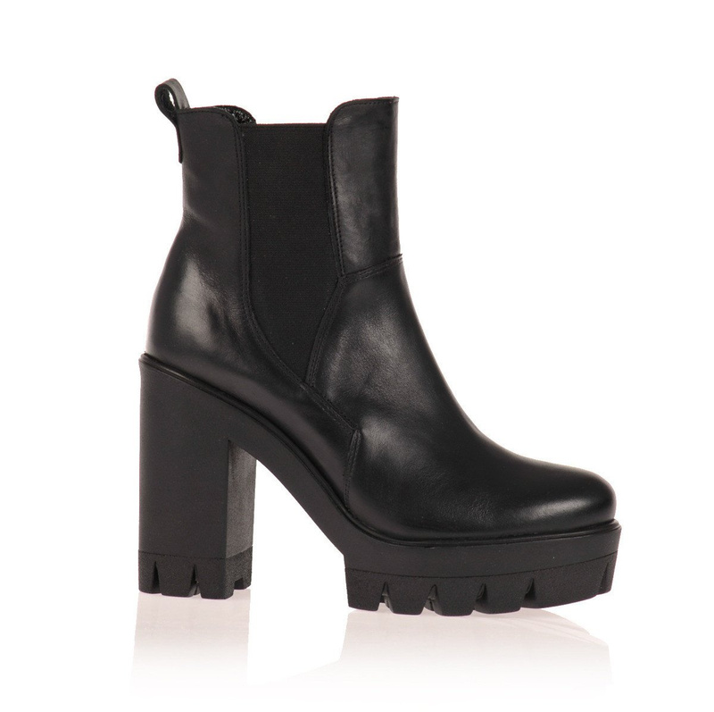 Polskie Mega Botki Platforma Skóra Black