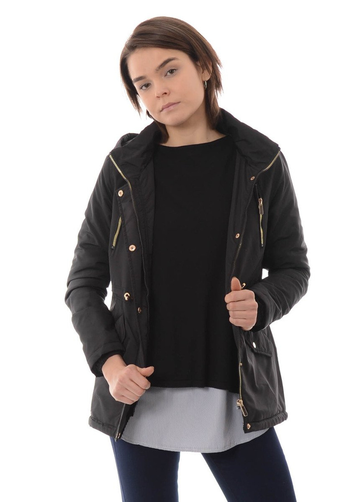 Damska Kurtka Parka Ortalionowa Wiosenna Ania Czarna