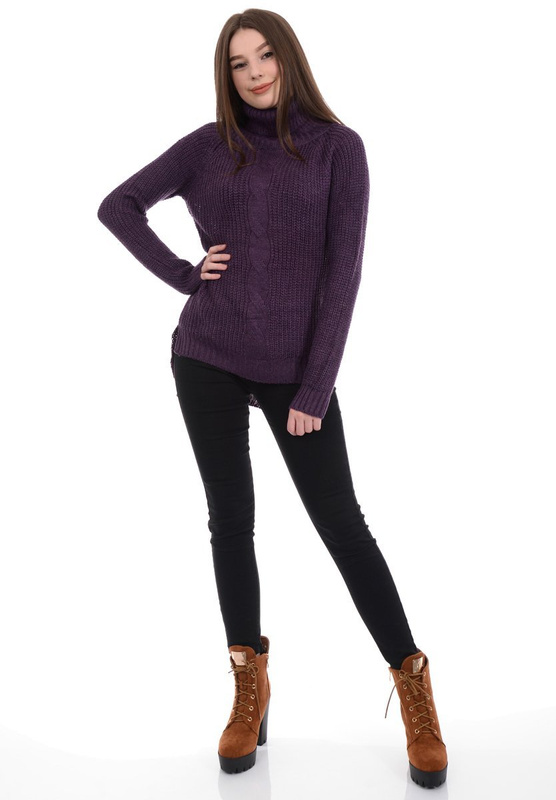 Damski Sweter Golf Fioletowy