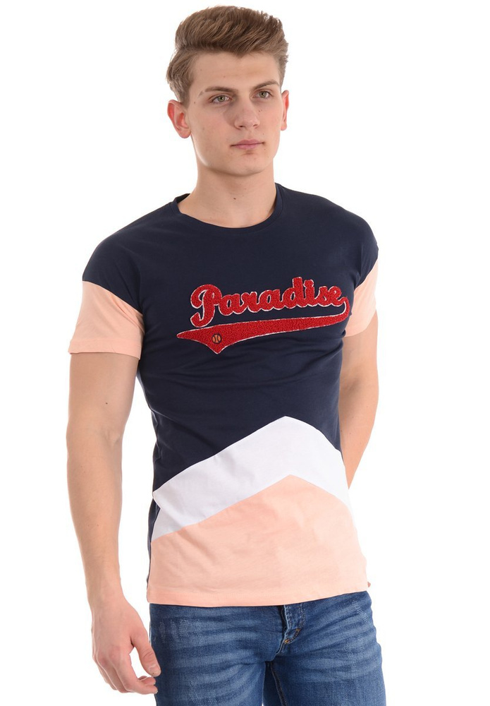 Męska Koszulka T-Shirt Nadruk Granatowa