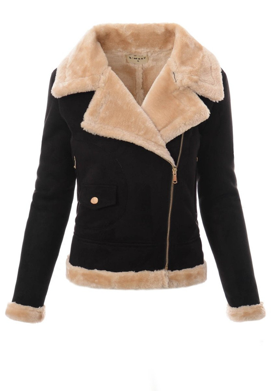 Damska Zimowa Kurtka Kożuszek Aurora Czarna