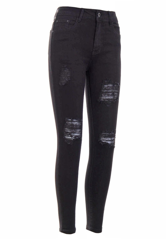 Damskie Spodnie Jeansowe Czarne