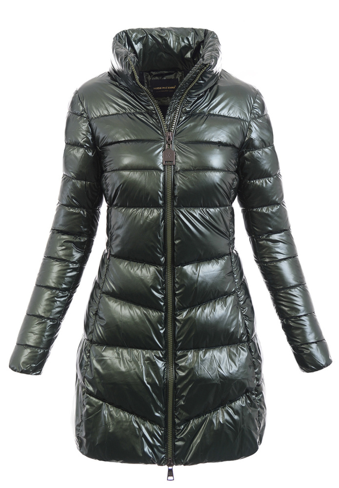 Damska Kurtka Zimowa Ortalionowa Sabrina Zielona Z Naturalnym Futerkiem