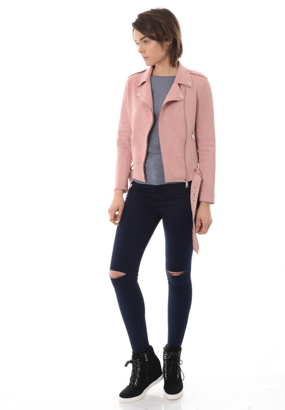 Ramoneska Różowa Kurtka z Zamszu