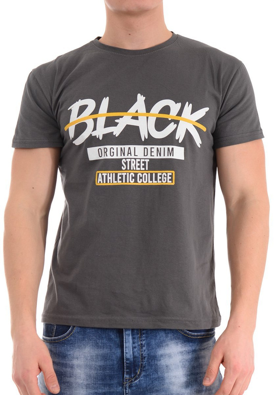 Męska Koszulka T-Shirt Nadruk Grafitowa