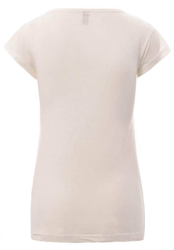 Damska Koszulka Krótki Rękaw T-Shirt Nadruk Kieszonka Ecru