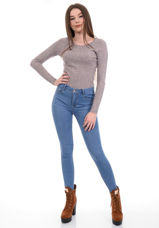 Damskie Spodnie Jeansowe Niebieskie