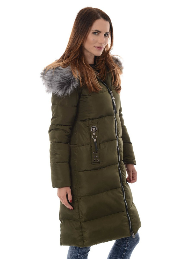 Damska Zimowa Kurtka Ortalionowa Stefania Khaki