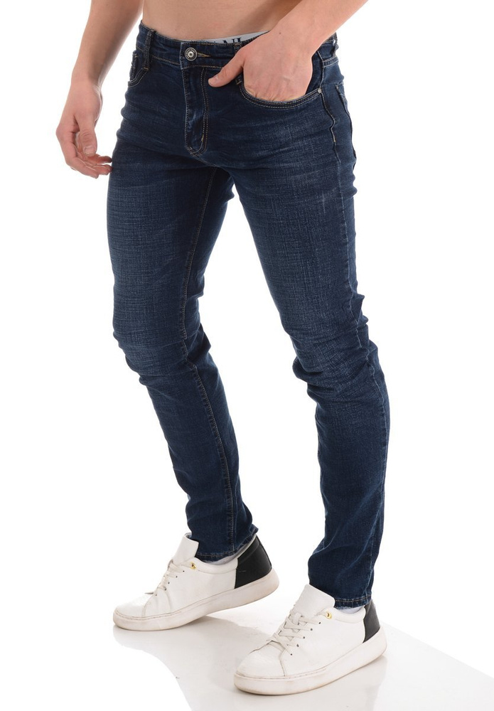 Męskie Spodnie Jeansowe Granatowe