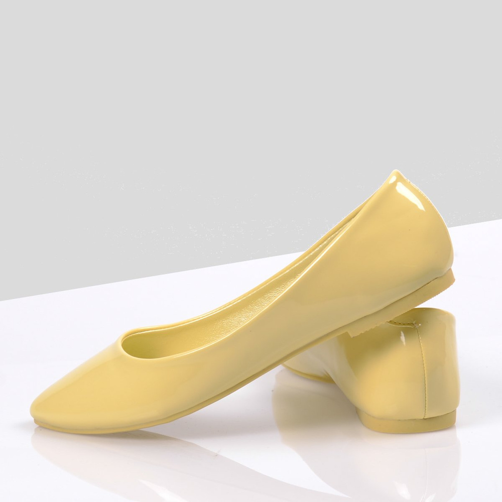Damskie Buty Baleriny Pastelowe Clarisse Żółte