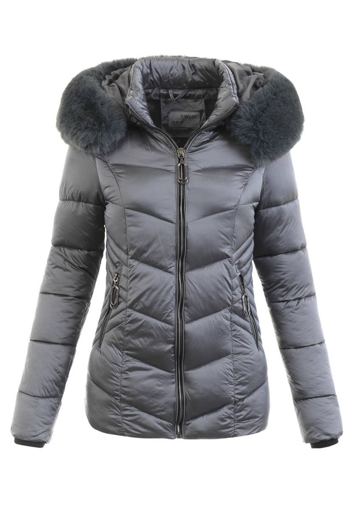 Kurtka Zimowa Pikowana Żaneta Grafitowa