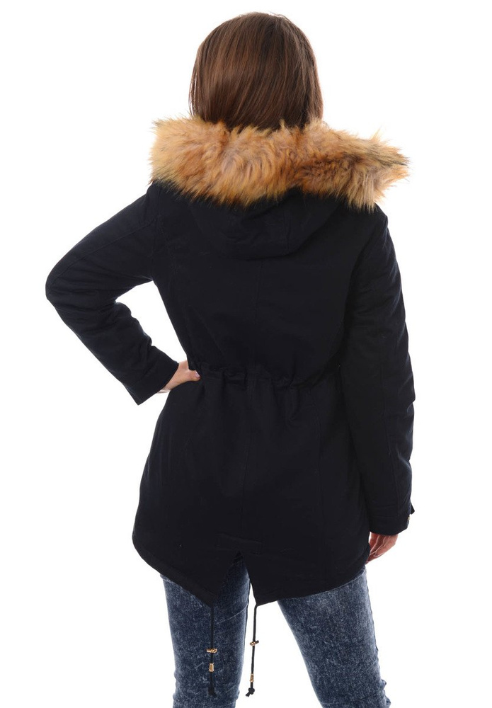 Damska Bawełniana Zimowa Kurtka Parka Flawia Granatowa