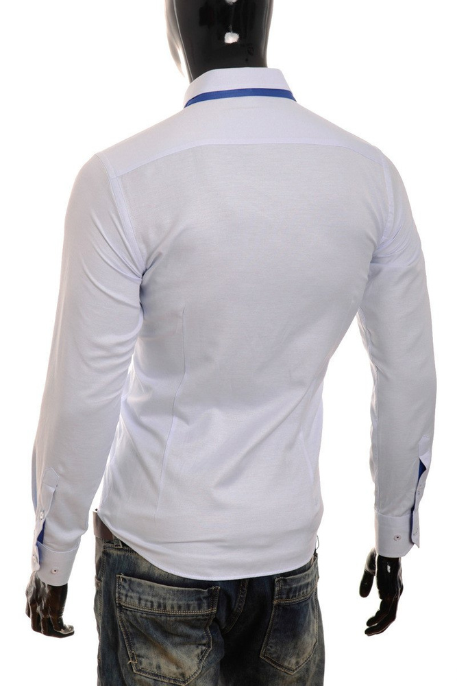 Męska Koszula Podwójny Kołnierz Błękitna