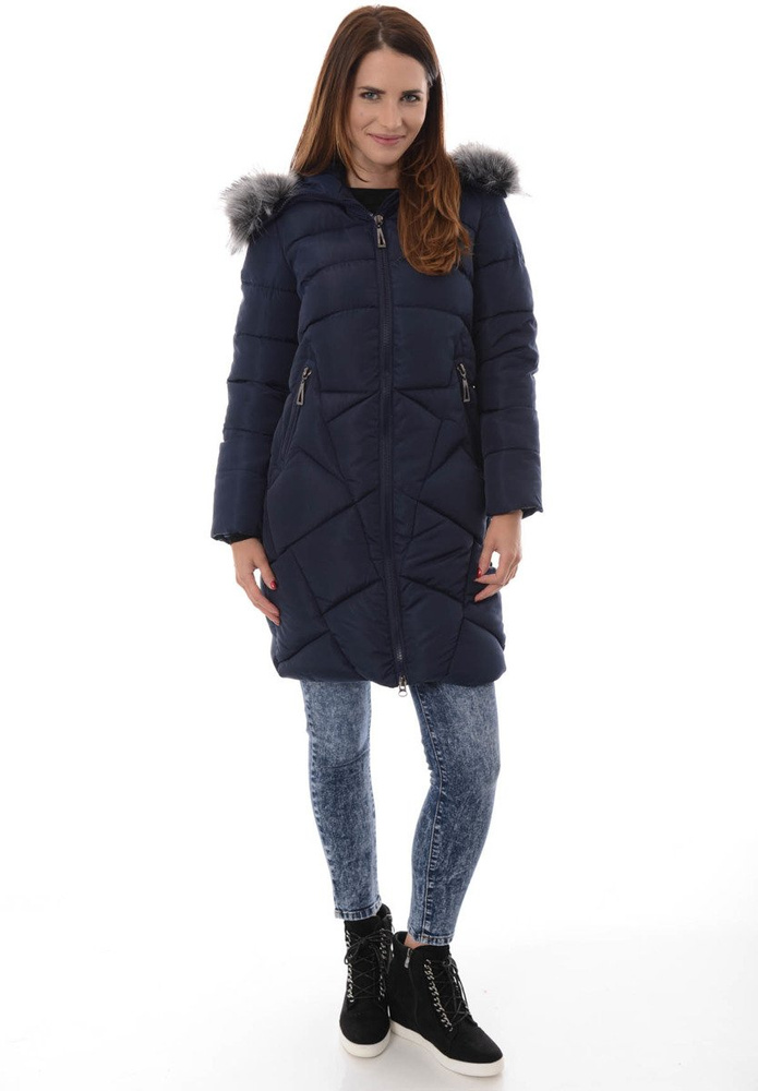 Damska Zimowa Kurtka Ortalionowa Florencja Granatowa