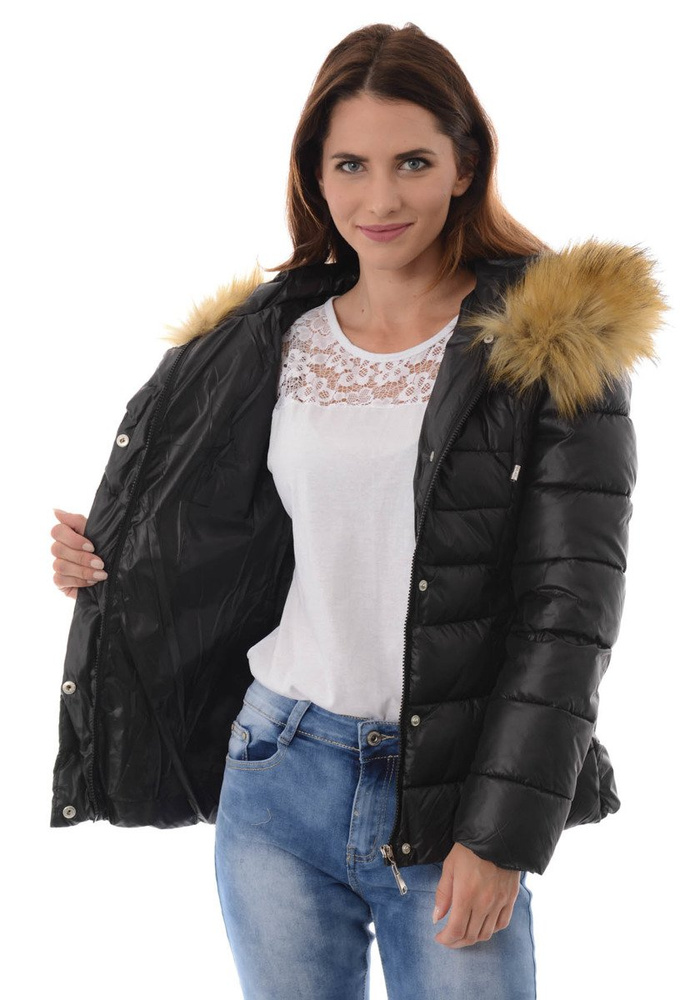 Damska Zimowa Kurtka Ortalionowa Honorata Czarna