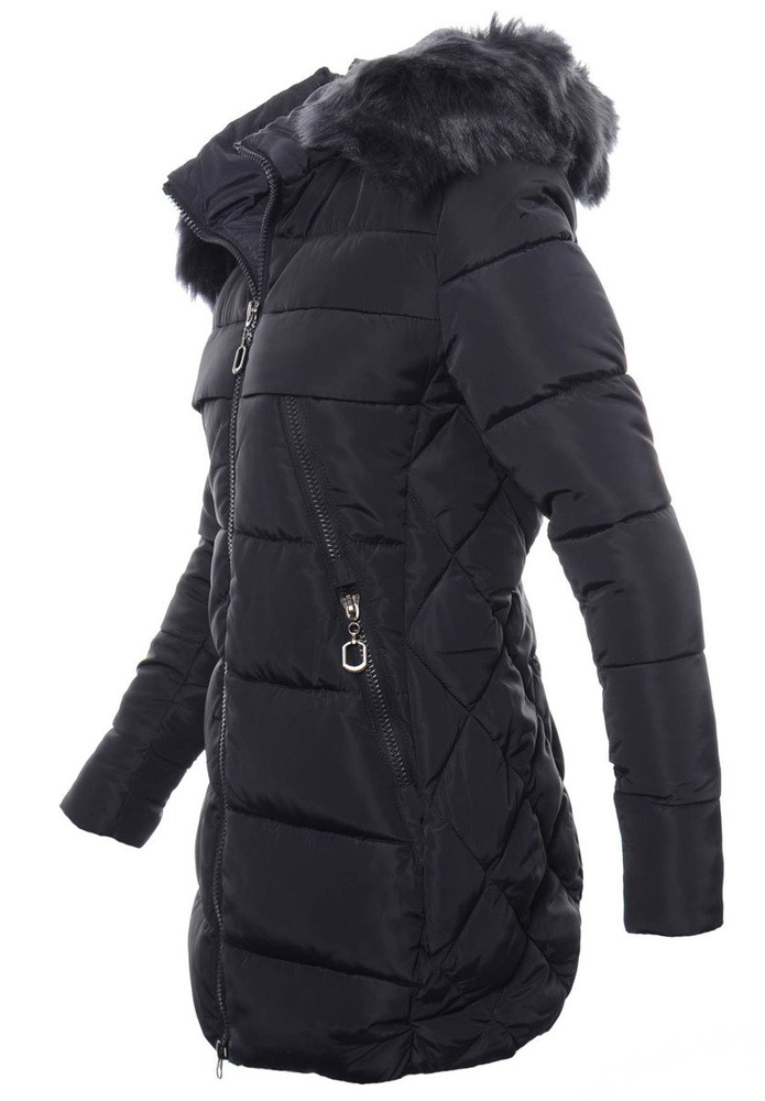 Damska Długa Zimowa Kurtka Ortalionowa Elena Granatowa