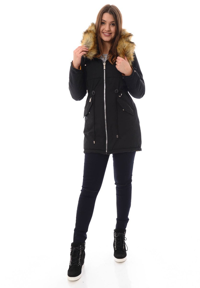 Damska Dwustronna Zimowa Kurtka Ortalionowa Molly Czarna
