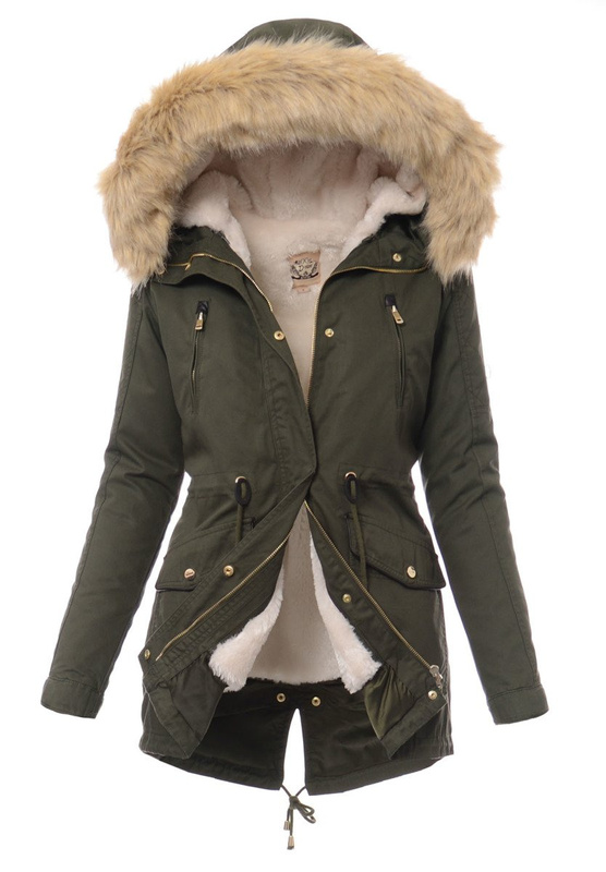 Damska Kurtka Parka Zimowa 2w1 Zielona
