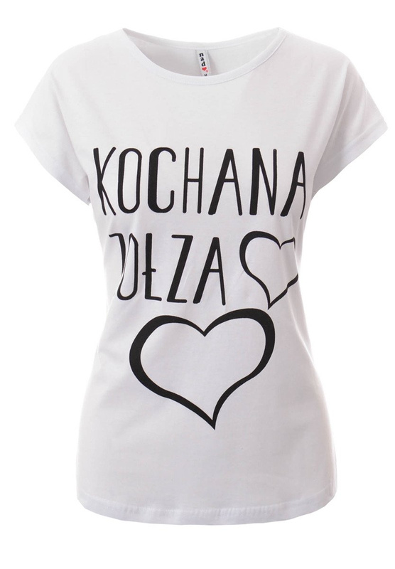 Damska Koszulka Krótki Rękaw T-Shirt Nadruk Kochana Zołza Biała