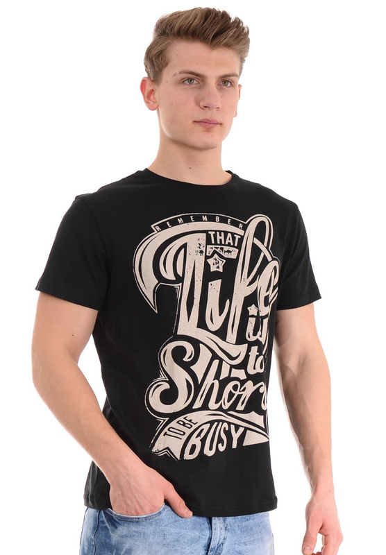 Męska Koszulka T-Shirt Nadruk Czarna