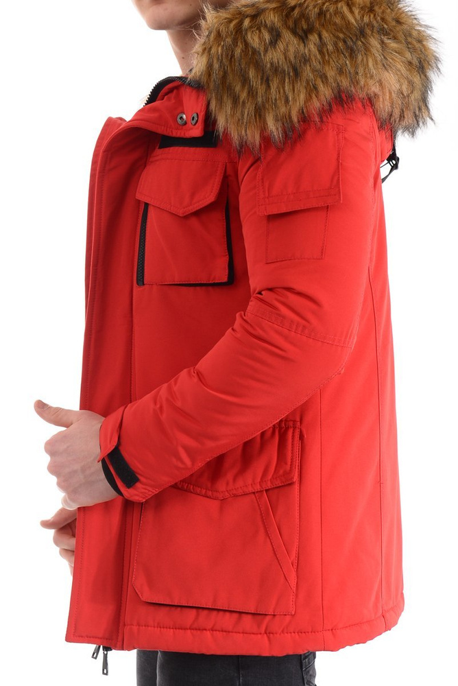 Męska Zimowa Kurtka Czerwona