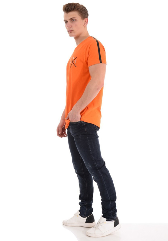 Męska Koszulka T-Shirt Nadruk Pomarańczowa