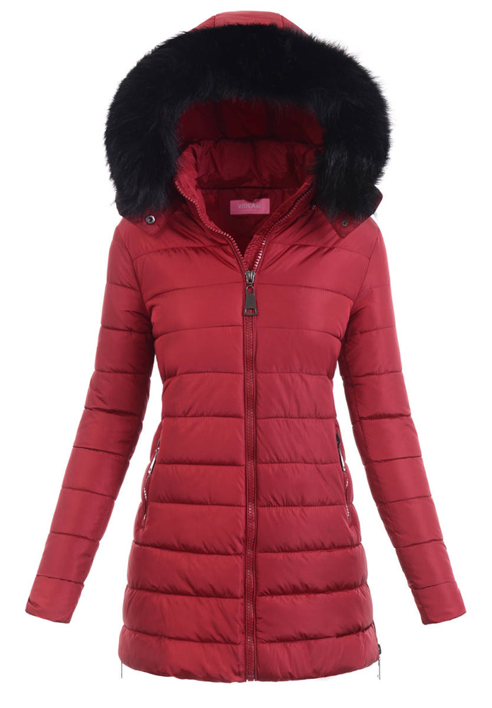 Damska Kurtka Zimowa Ortalionowa Florentyna Bordowa