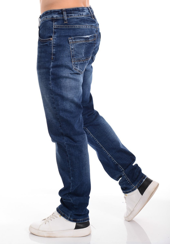 Męskie Spodnie Jeansowe Granatowe