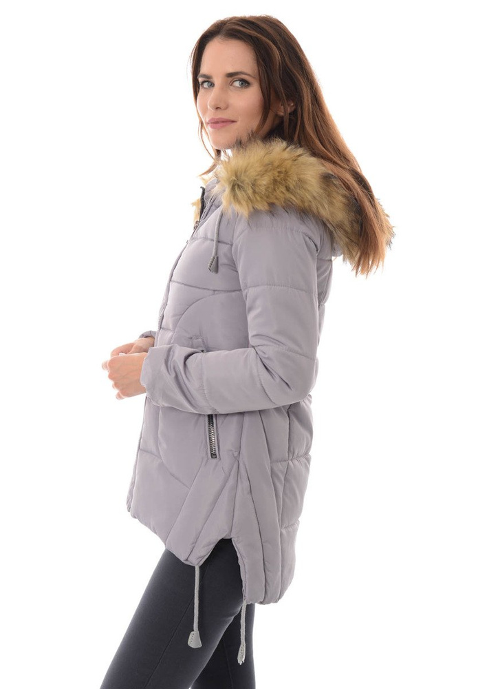 Damska Zimowa Ortalionowa Kurtka Pamela Szara