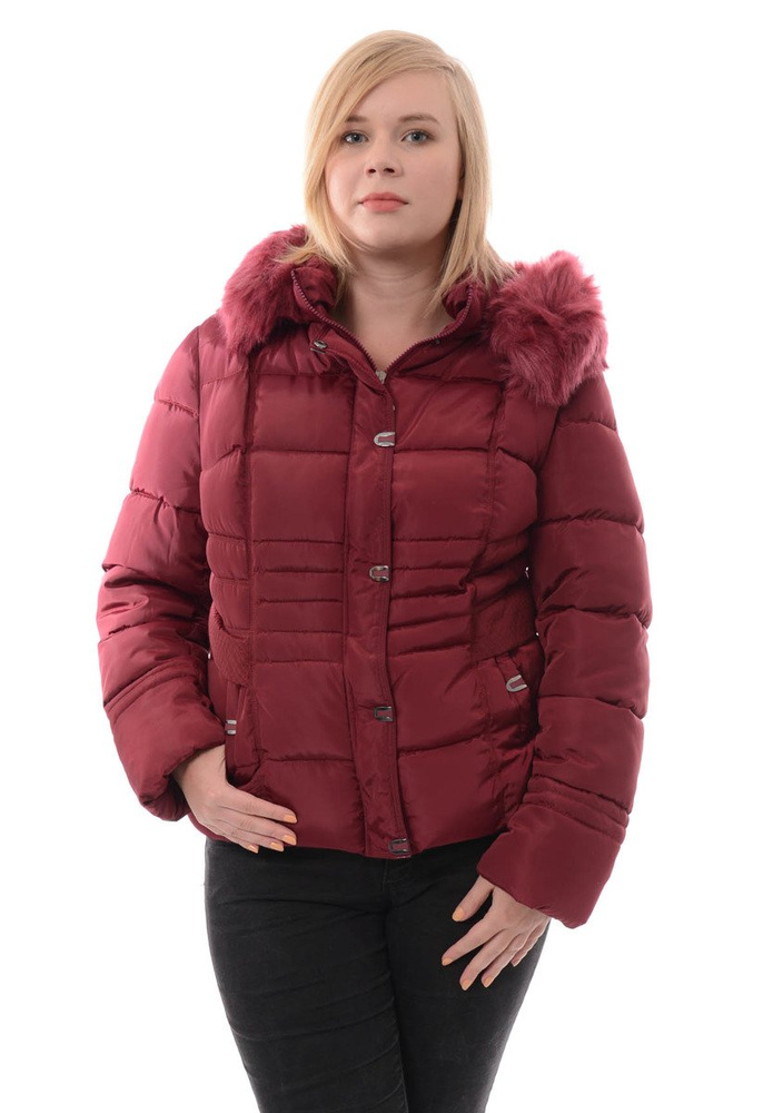 Damska Zimowa Ortalionowa Kurtka Bordowa
