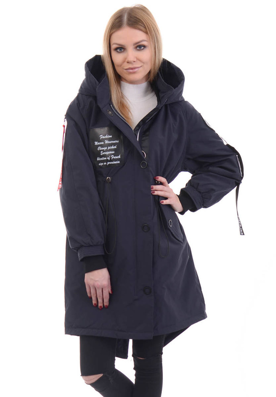 Kurtka Wiosenna Oversize Dejzi Granatowa