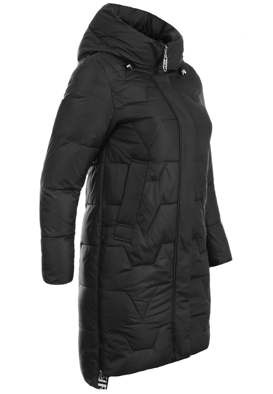 Damska Kurtka Pikowana Długa Erika Czarna
