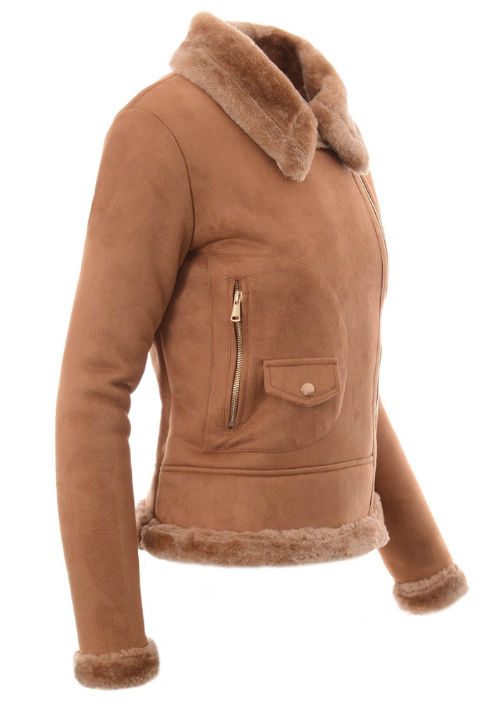 Damska Zimowa Kurtka Kożuszek Aurora Brązowa