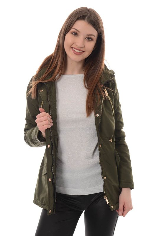 Damska Kurtka Parka Ortalionowa Wiosenna Ania Zielona
