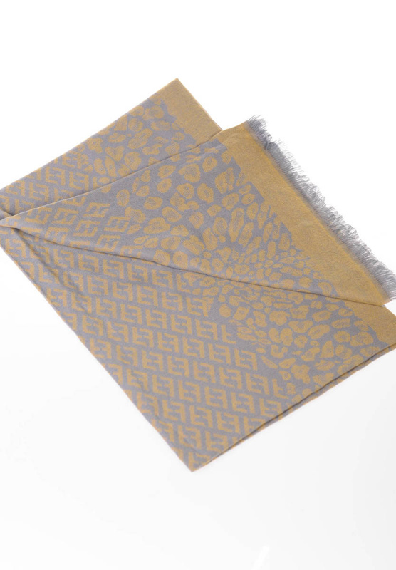 Szal Damski W Panterkę Szaro Żółty