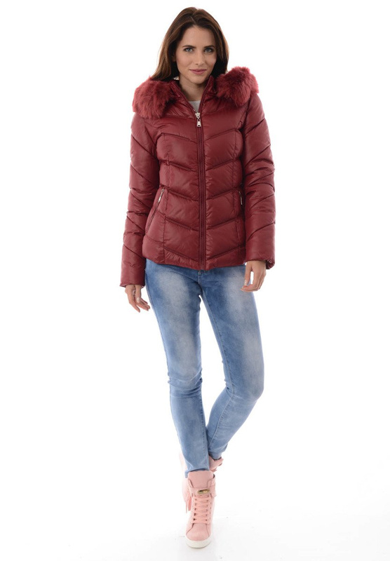 Damska Zimowa Kurtka Ortalionowa Bordowa